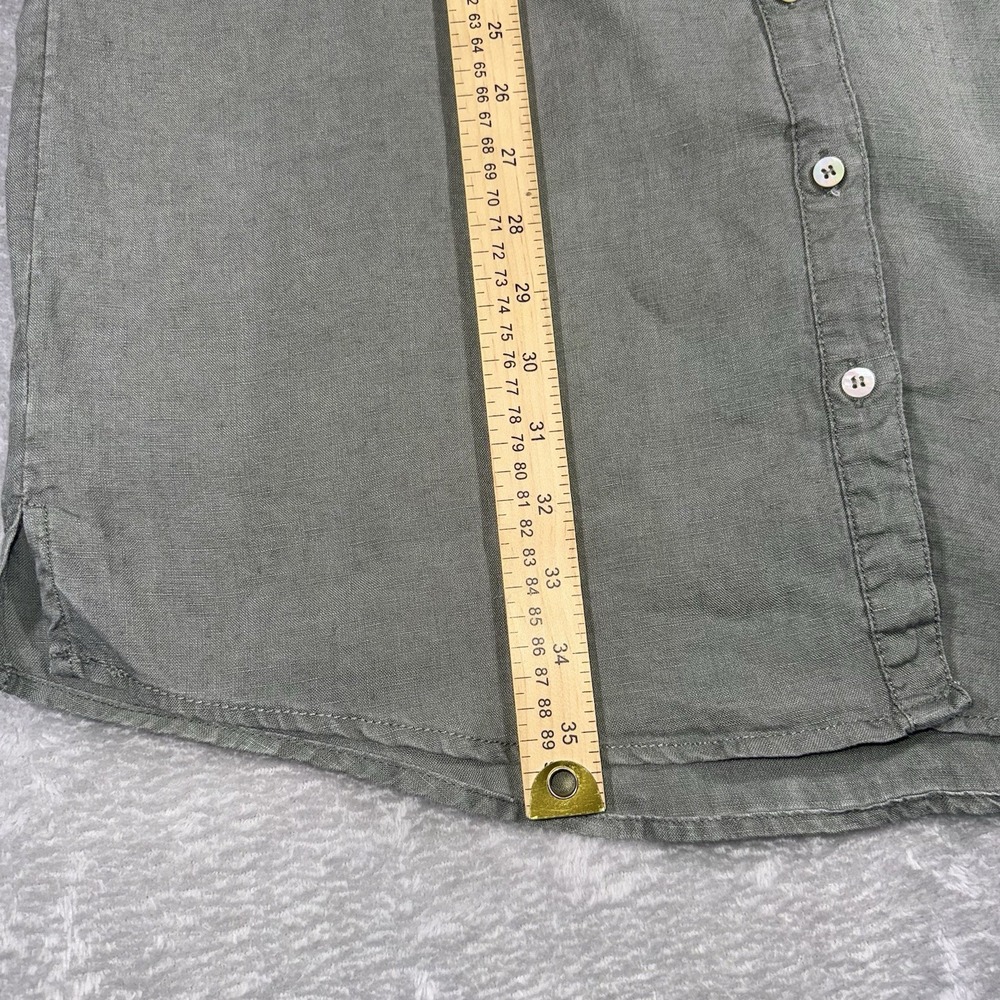 Willi Smith Women Dress‎ 12 Green 100% Linen Mini Shirt Sleeveless Button Up - Picture 6 of 9